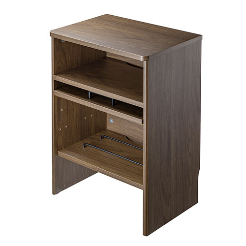 ケーブルボックス お掃除ロボット対応 2段（ルーター収納・タップボックス・ロボット掃除機・木製・高さ57.5cm・ダークブラウン）