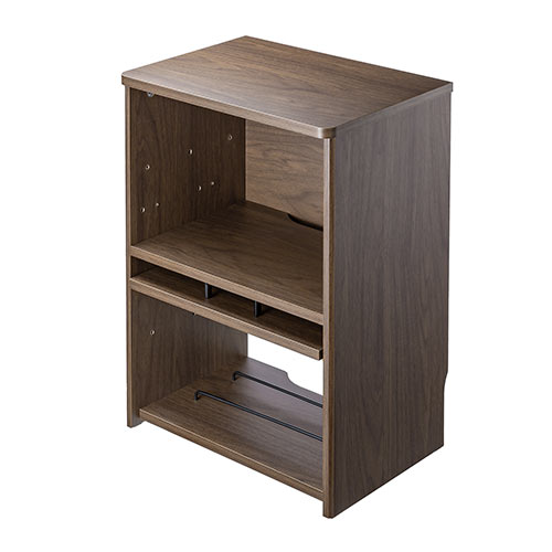 ケーブルボックス お掃除ロボット対応 2段（ルーター収納・タップボックス・ロボット掃除機・木製・高さ57.5cm・ダークブラウン）