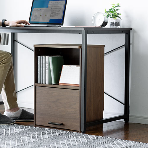 ケーブルボックス お掃除ロボット対応 2段（ルーター収納・タップボックス・ロボット掃除機・木製・高さ57.5cm・ダークブラウン）