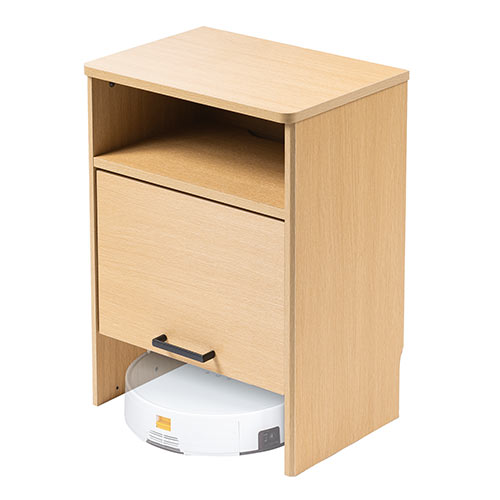 ケーブルボックス ルーター収納 タップボックス ロボット掃除機設置 木製 2段 高さ57.5cm ライトブラウン