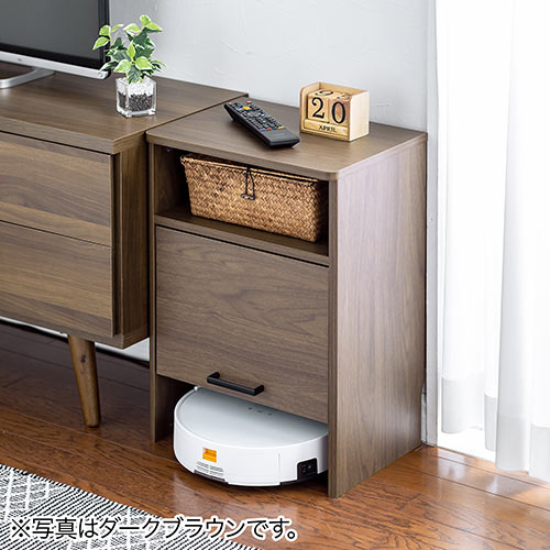 ケーブルボックス ルーター収納 タップボックス ロボット掃除機設置 木製 2段 高さ57.5cm ライトブラウン