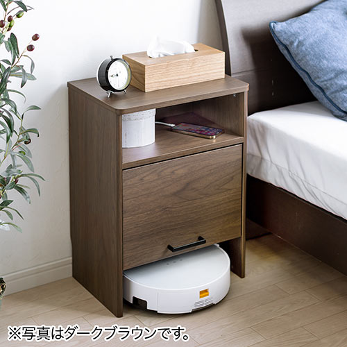 ケーブルボックス ルーター収納 タップボックス ロボット掃除機設置 木製 2段 高さ57.5cm ライトブラウン