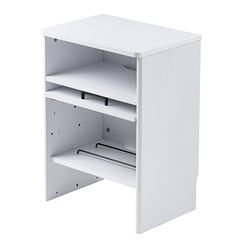 ケーブルボックス お掃除ロボット対応 2段（ルーター収納・タップボックス・ロボット掃除機・木製・高さ57.5cm・ホワイト）