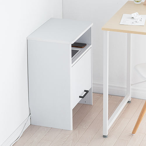 ケーブルボックス お掃除ロボット対応 2段（ルーター収納・タップボックス・ロボット掃除機・木製・高さ57.5cm・ホワイト）