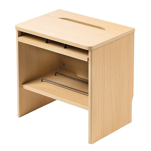 ケーブルボックス お掃除ロボット対応 1段（ルーター収納・タップボックス・ロボット掃除機設置・木製・高さ42cm・ライトブラウン）