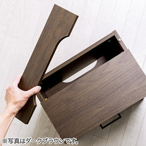ケーブルボックス お掃除ロボット対応 1段（ルーター収納・タップボックス・ロボット掃除機設置・木製・高さ42cm・ライトブラウン）