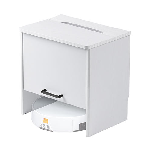 ケーブルボックス お掃除ロボット対応 1段（ルーター収納・タップボックス・ロボット掃除機設置・木製・高さ42cm・ホワイト）