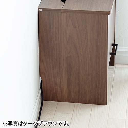 ケーブルボックス お掃除ロボット対応 1段（ルーター収納・タップボックス・ロボット掃除機設置・木製・高さ42cm・ホワイト）