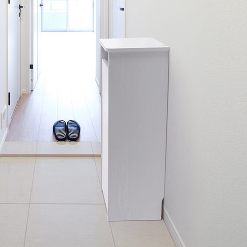 ルーター収納ボックス モデム収納 ラック ケーブルボックス コード収納 隙間収納 木製 扉付 ファックス台 電話台 FAX台 スリム 幅30cm ホワイト