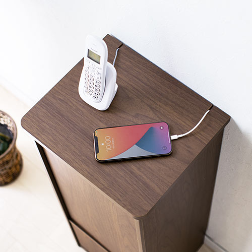 ルーター収納ボックス モデム収納 ラック ケーブルボックス コード収納 隙間収納 木製 扉付き ファックス台 電話台 FAX台 幅32cm ダークブラウン