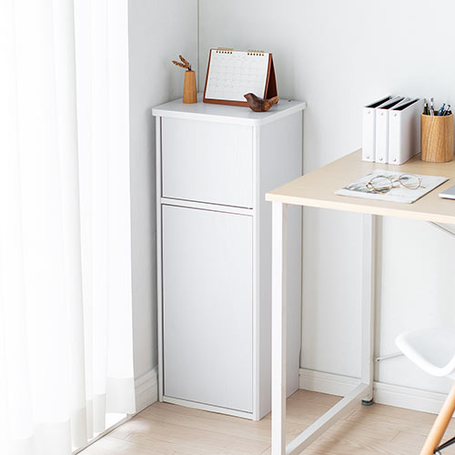 ルーター収納ボックス モデム収納 ラック ケーブルボックス コード収納 隙間収納 木製 扉付き ファックス台 電話台 FAX台 幅32cm ホワイト