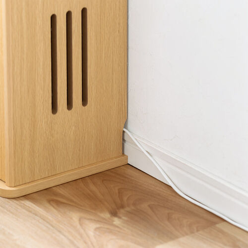 ルーター収納ボックス（モデム収納ラック・ケーブルボックス・コード収納・電話台・木製・扉付き・幅48cm・ライトブラウン）