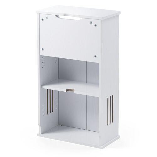 ルーター収納ボックス（モデム収納ラック・ケーブルボックス・コード収納・電話台・木製・扉付き・幅48cm・ホワイト）