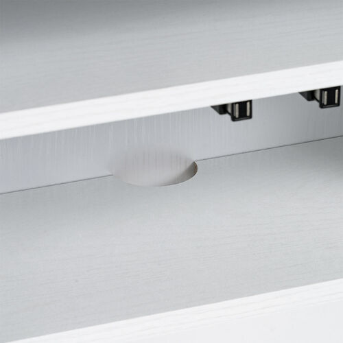 ルーター収納ボックス（モデム収納ラック・ケーブルボックス・コード収納・電話台・木製・扉付き・幅48cm・ホワイト）