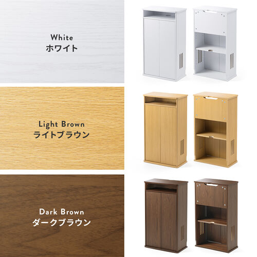 ルーター収納ボックス（モデム収納ラック・ケーブルボックス・コード収納・電話台・木製・扉付き・幅48cm・ホワイト）