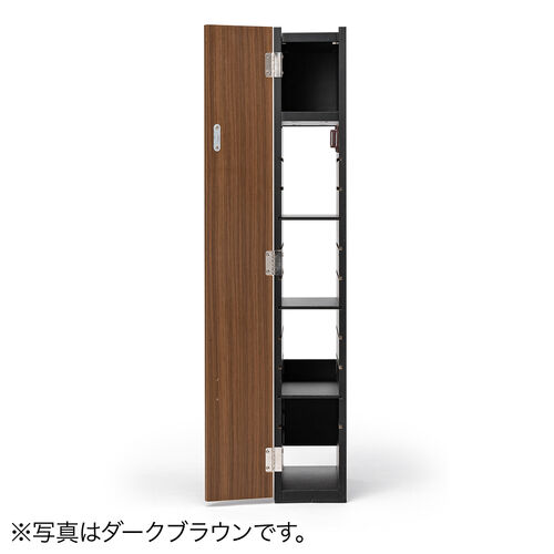 隙間収納ラック（スリムワゴン・幅12cm・高さ80cm・タップ収納・充電ステーション・配線整理・ルーター・Wi-Fi・モデム・扉付き・木製・5段・ライトブラウン×ホワイト）