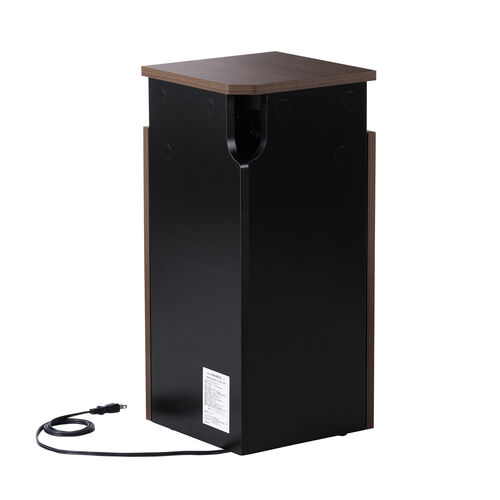 ルーター収納ボックス（コーナー設置タイプ・縦型・木製・スリム・壁面収納・幅26cm・コンセント付き・ケーブルボックス・電話台・FAX台・ダークブラウン） CB032DBRM サンワサプライ