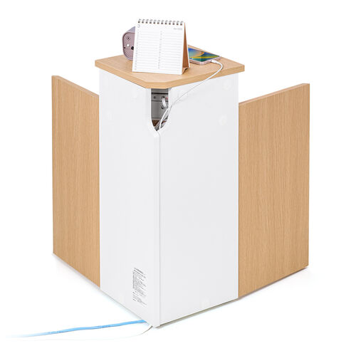 ルーター収納ボックス（コーナー設置タイプ・縦型・木製・スリム・壁面収納・幅26cm・コンセント付き・ケーブルボックス・電話台・FAX台・ライトブラウン） CB032LM サンワサプライ