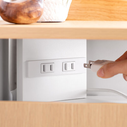 ルーター収納ボックス（コーナー設置タイプ・縦型・木製・スリム・壁面収納・幅26cm・コンセント付き・ケーブルボックス・電話台・FAX台・ライトブラウン） CB032LM サンワサプライ