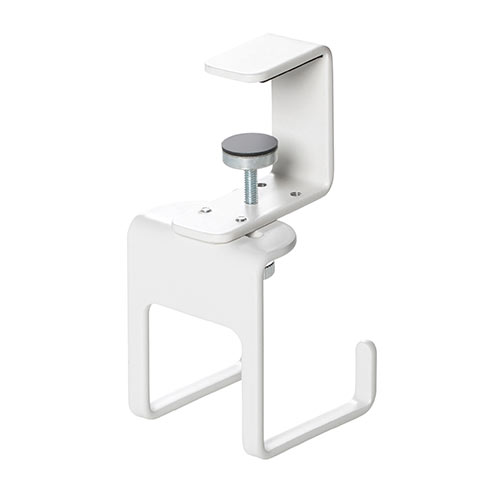 デスク クランプ フック ヘッドホンハンガー 固定 後付 Sサイズ フック2本 金属製 ホワイト