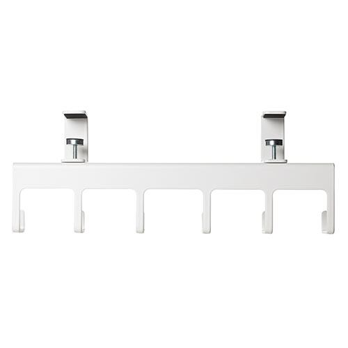 デスク クランプ フック ケーブルトレーハンガー 固定 後付 Lサイズ フック6本 金属製 ホワイト