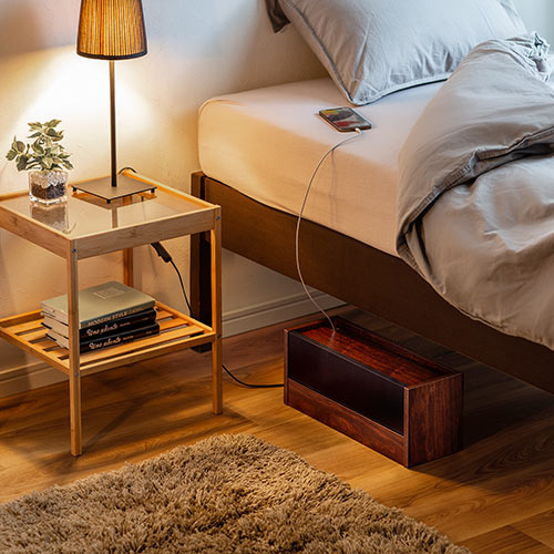 ケーブルボックス タップボックス 木製 小型 ケーブル収納 タップ収納 スマホスタンド ダークブラウン