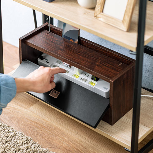 ケーブルボックス タップボックス 木製 小型 ケーブル収納 タップ収納 スマホスタンド ダークブラウン