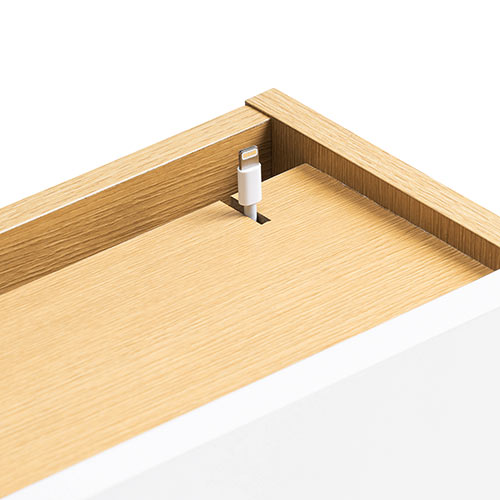 ケーブルボックス タップボックス 木製 小型 ケーブル収納 タップ収納 スマホスタンド ライトブラウン