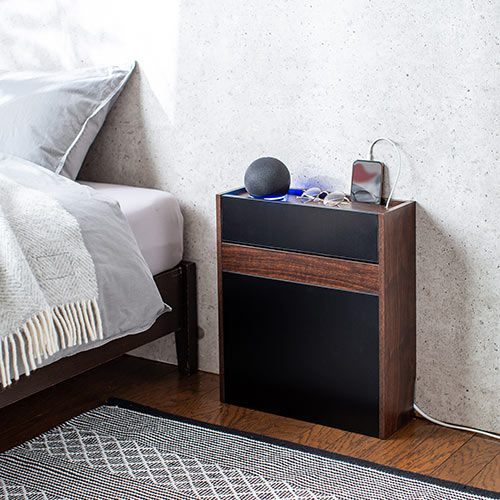 ケーブルボックス タップボックス ルーター収納 木製 ケーブル収納 大型タップ収納 スマホスタンド ダークブラウン