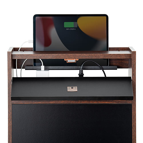 ケーブルボックス タップボックス ルーター収納 木製 ケーブル収納 大型タップ収納 スマホスタンド ダークブラウン