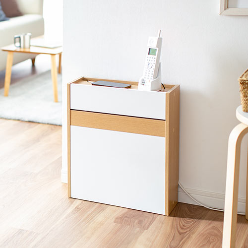 ケーブルボックス タップボックス ルーター収納 木製 ケーブル収納 大型タップ収納 スマホスタンド ライトブラウン