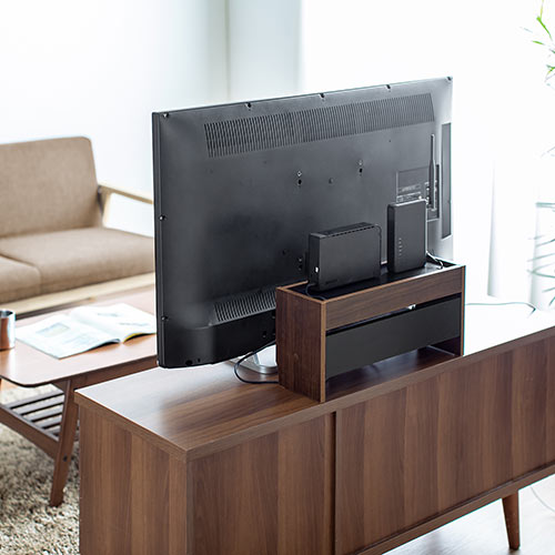 ケーブルボックス タップボックス 木製 ケーブル収納 タップ収納 スマホスタンド ノートパソコン収納対応 ダークブラウン