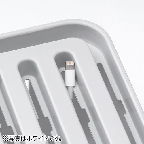 ケーブルボックス タップボックス スリム 小型 スマホスタンド タブレットスタンド グレー