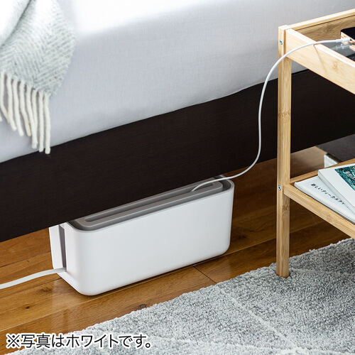 ケーブルボックス タップボックス スリム 小型 スマホスタンド タブレットスタンド グレー