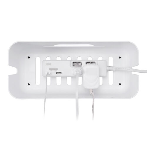 ケーブルボックス タップボックス スリム 小型 スマホスタンド タブレットスタンド  ホワイト