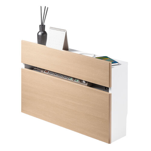 ルーター収納ボックス（大型ワイドタイプ・幅65cm・木製・スリム・壁面収納・ケーブルボックス・ライトブラウン）ライトブラウン