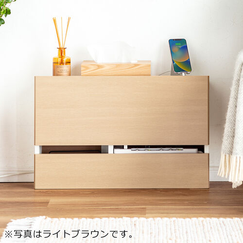 ルーター収納ボックス（大型ワイドタイプ・幅65cm・木製・スリム・壁面収納・ケーブルボックス・ホワイト）
