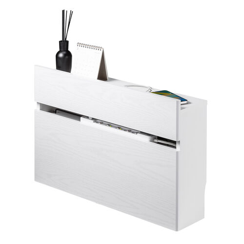 ルーター収納ボックス（大型ワイドタイプ・幅65cm・木製・スリム・壁面収納・ケーブルボックス・ホワイト）