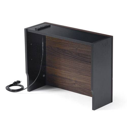 ルーター収納ボックス（コンセント付き・幅50cm・木製・スリム・壁面収納・ケーブルボックス・電話台・ダークブラウン）