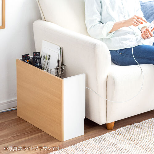 ルーター収納ボックス（コンセント付き・幅50cm・木製・スリム・壁面収納・ケーブルボックス・電話台・ダークブラウン）