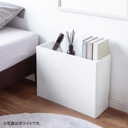 ルーター収納ボックス（コンセント付き・幅50cm・木製・スリム・壁面収納・ケーブルボックス・電話台・ダークブラウン）