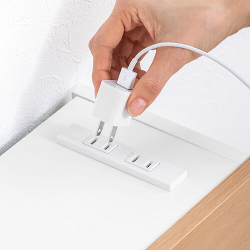 ルーター収納ボックス（コンセント付き・幅50cm・木製・スリム・壁面収納・ケーブルボックス・電話台・ライトブラウン）