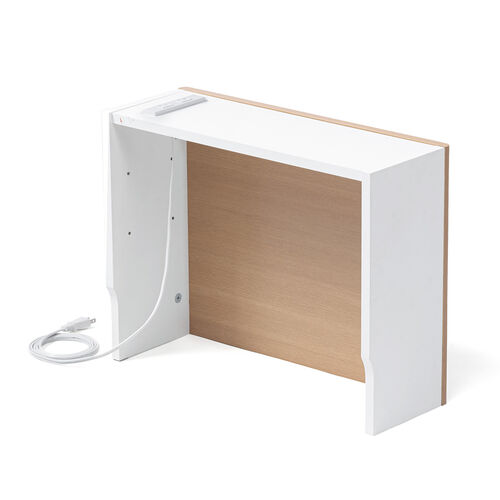 ルーター収納ボックス（コンセント付き・幅50cm・木製・スリム・壁面収納・ケーブルボックス・電話台・ライトブラウン）