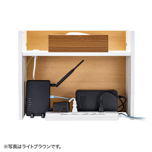 ルーター収納ボックス（コンセント付き・幅50cm・木製・スリム・壁面収納・ケーブルボックス・電話台・ホワイト）