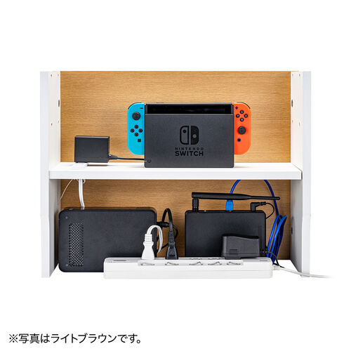 ルーター収納ボックス（コンセント付き・幅50cm・木製・スリム・壁面収納・ケーブルボックス・電話台・ホワイト）