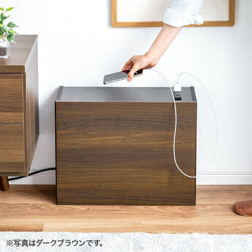 ルーター収納ボックス（コンセント付き・幅50cm・木製・スリム・壁面収納・ケーブルボックス・電話台・ホワイト）