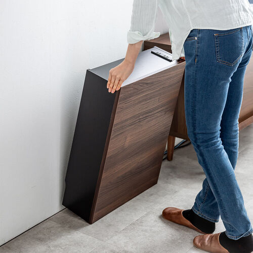 ルーター収納ボックス（ケーブルボックス・幅50cm・高さ65cm・コンセント付き・木製・スリム・壁面収納・電話台・ダークブラウン）