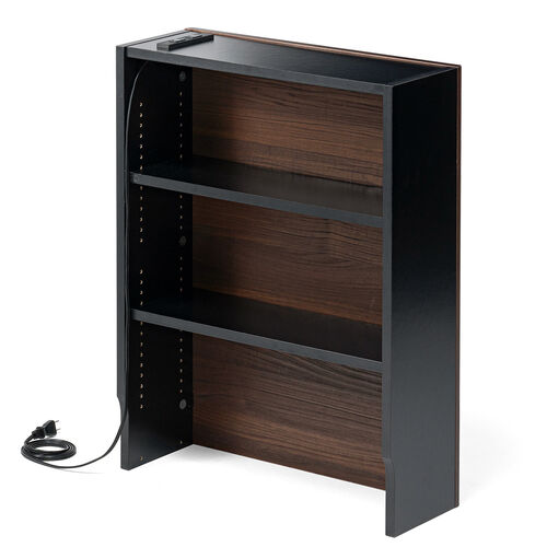 ルーター収納ボックス（ケーブルボックス・幅50cm・高さ65cm・コンセント付き・木製・スリム・壁面収納・電話台・ダークブラウン）