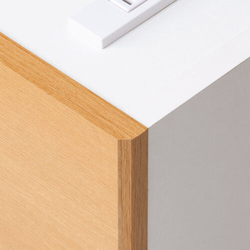 ルーター収納ボックス（ケーブルボックス・幅50cm・高さ65cm・コンセント付き・木製・スリム・壁面収納・電話台・ライトブラウン）