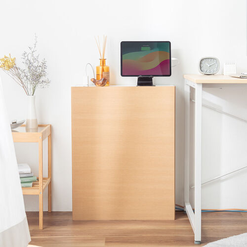 ルーター収納ボックス（ケーブルボックス・幅50cm・高さ65cm・コンセント付き・木製・スリム・壁面収納・電話台・ライトブラウン）